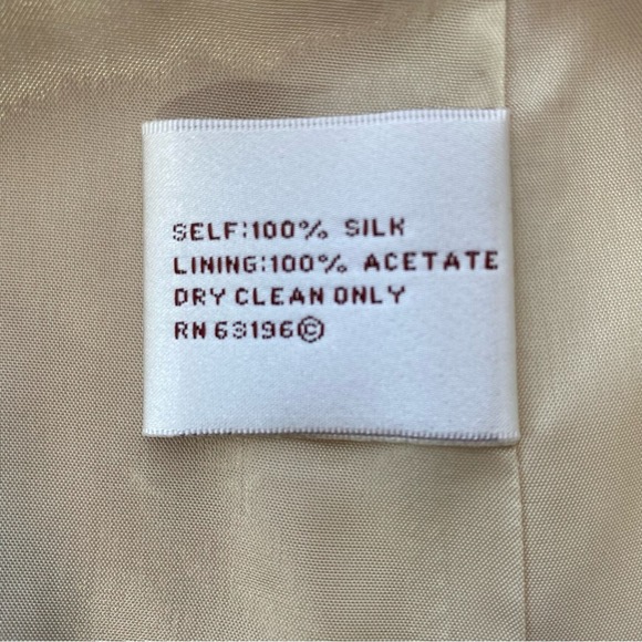 Suzi Chin by Maggy Boutique Silk Dress Womens Size 12 Gold Red Print Tie Waist - Picture 13 of 13